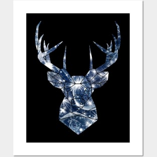 Blue Christmas Stag Posters and Art